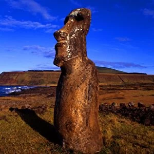 Easter Island. Statue, with traces of carvings on body