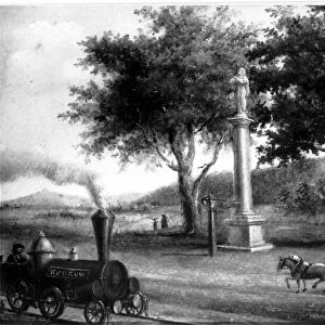 The first train steaming into Cracow in 1847