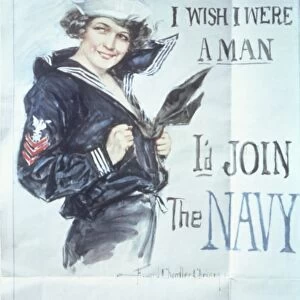 Gee!! I Wish I Were a Man, I d Join the Navy, United States N; avy Recruitment Poster by Christy