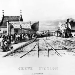Print of Crewe Station, 1837 Print of Crewe Station, 1837