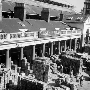 Print of Covent Garden flower and vegetable market, London Print of Covent Garden flower and vegetable market, London