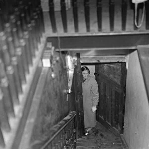 Miss Haken posing from the bottom of the stairs in Sidcup, Kent. 1937