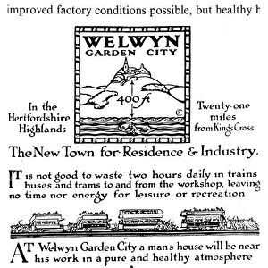 Poster promoting Welwyn Garden City : The New Town for Residence and Industry, Hertfordshire