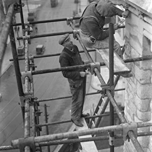 Repairing Eltham Church tower. 1937