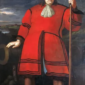 Print of Anthony Payne, a 7 foot 4 inch tall yeoman in Halberdier uniform Print of Anthony Payne, a 7 foot 4 inch tall yeoman in Halberdier uniform