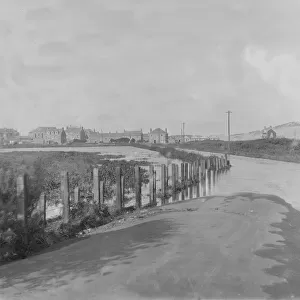 Flooding of Station Road, Perranporth, Perranzabuloe, Cornwall. Possibly 1924