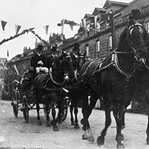 Horse drawn carriage in Boscawen Street, Truro, Cornwall. Possibly 1911