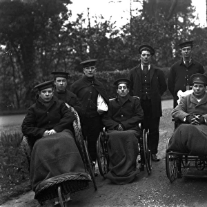 Invalid sailors, The Royal Naval Auxiliary Hospital, Truro, Cornwall. 25th February 1916