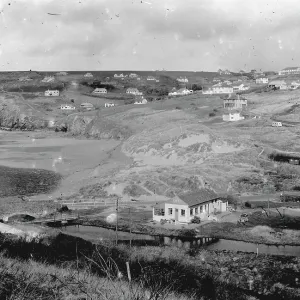 Mawgan Porth Print: 1930s View North from Above Bridge Mawgan Porth Print: 1930s View North from Above Bridge