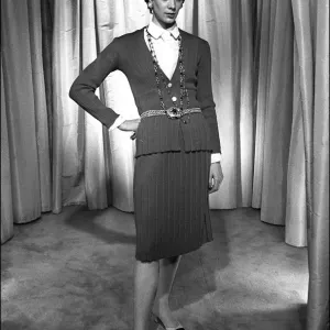 Retro Chanel Print: Hand-stitched suit over white silk blouse Retro Chanel Print: Hand-stitched suit over white silk blouse