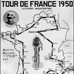 Official map of the stage of the Tour de France Cycliste 1950