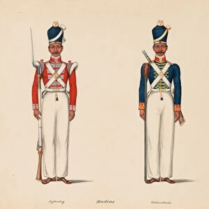 10th Madras Native Infantry and the Madras Artillery, 1835 circa (w / c)