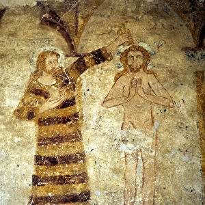 12th century murals at the Romanesque parish church of Asnieres sur Vegre (Sarthe
