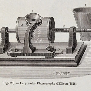The 1st Phonograph of Edison (1878) - in "Physique Populaire"by Emile Desbeaux, 1891