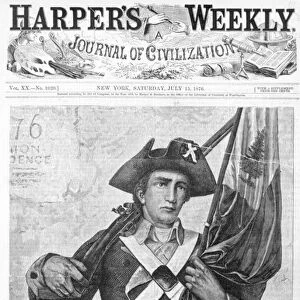 76 Minuteman or Continental Soldier holding a musket flag, front cover