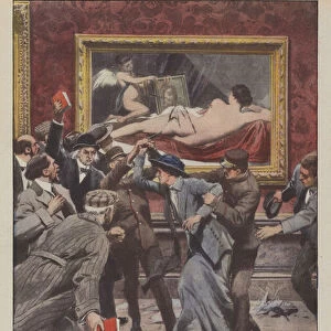 The aberrations of womens suffragism, suffragette that cuts Venus with knife blows... (colour litho)
