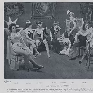 Actresses in the green room at the Theatre des Varietes, Paris (b / w photo)