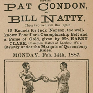 Advert for a boxing match between Pat Condon and Bill Natty (engraving)