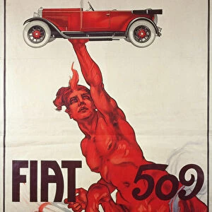 Advertising poster for Fiat 509, 1925 (colour lithograph)