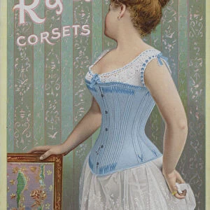 Advertisement for R & G womens corsets (chromolitho)