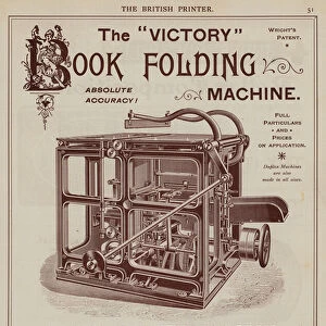 Advertisement for the Victory Book Folding Machine, James Salmon and Son (colour litho)