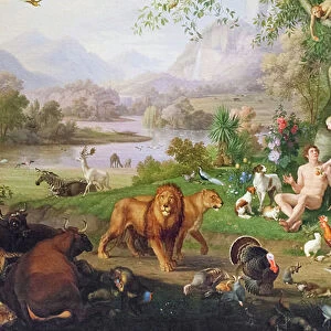 Adam and Eve in the Garden of Eden (oil on canvas)