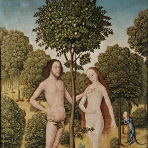 Adam and Eve in the Garden of Eden (oil on panel)