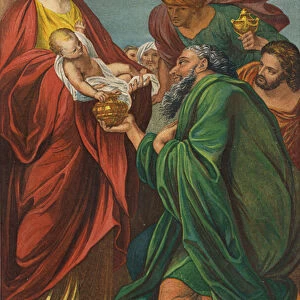 The Adoration Of The Magi (colour litho)