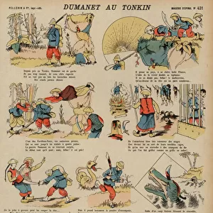 Adventures of Dumanet, a French soldier, in Tonkin (coloured engraving)