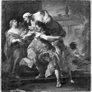 Aeneas carrying Anchises, 1729 (oil on canvas) (b / w photo)