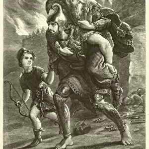 Aeneas carrying his Father from Troy (engraving)