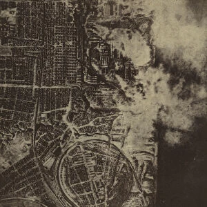 Aerial view of Stalingrad, USSR, World War II, 1942 (b / w photo)
