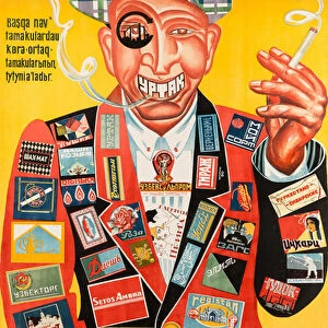 Affiche publicitaire pour l usine de tabac URTAK, lithographie 1929 - Advertising