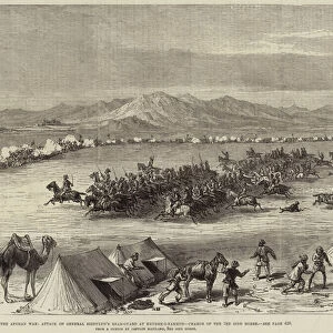 The Afghan War, Attack on General Biddulphs Rear-Guard at Khushk-I-Nakhud, Charge of the 3rd Sind Horse (engraving)
