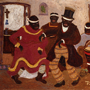 African Nostalgia (Candombe); Nostalgias Africanas (Candombe), (oil on board)