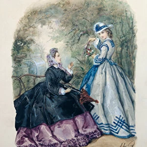 Afternoon Dress for Women, 1863 (w / c on paper)