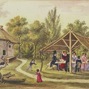 Afternoon tea at a tavern from the journal of Carl Baumann written 1813-25, 1822 (w / c)