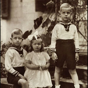 Ak The Children of Prince Couple Oskar of Prussia, Liersch 7988 (b / w photo)