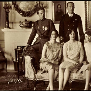 Ak Crown Prince of Belgium, Axel of Denmark, Princess Martha, Prince Karl (b / w photo)