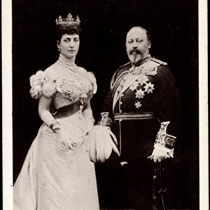 Ak H. M. King Edward VII, Queen Alexandra of Denmark (b / w photo)