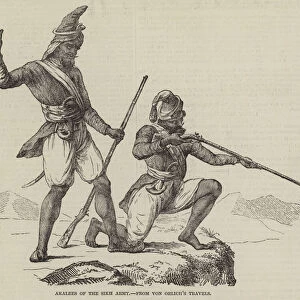 Akalees of the Sikh Army, from Von Orlichs Travels (engraving)