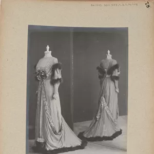 Album Page: House of Worth, Dinner Gown, 1909 (b / w photo)