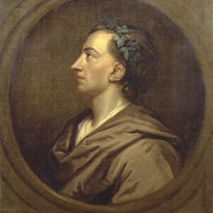 Alexander Pope (1688-1744) Profile, Crowned with Ivy (oil on canvas)