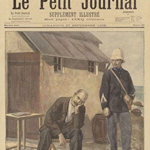Alfred Dreyfus imprisoned on Devils Island (colour litho)