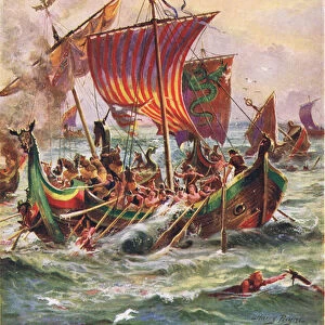 Alfreds galleys attacking the Viking Dragon ships, 897 AD