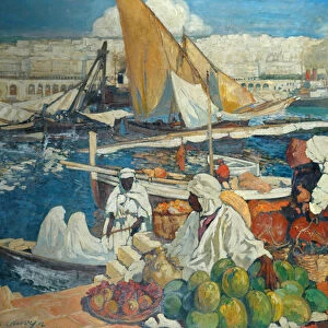 Alger La Blanche - Quay Scene, Algiers, 1912 (oil on canvas)