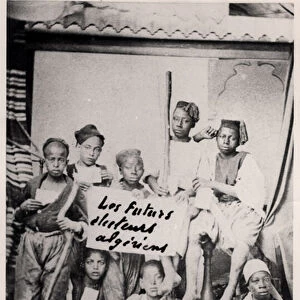Algerian Children from the region of Annaba, late 19th century (b / w photo)