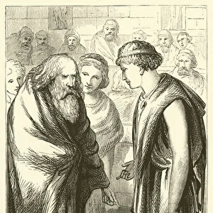 "All the young men rose and offered him their places"(engraving)
