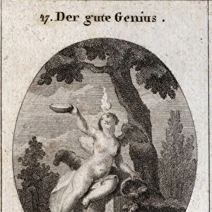 Allegory of the favorable geny under the figure of a child wing with a small flame on his