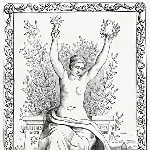 Allegory of Paris, 19th Century (b / w engraving)